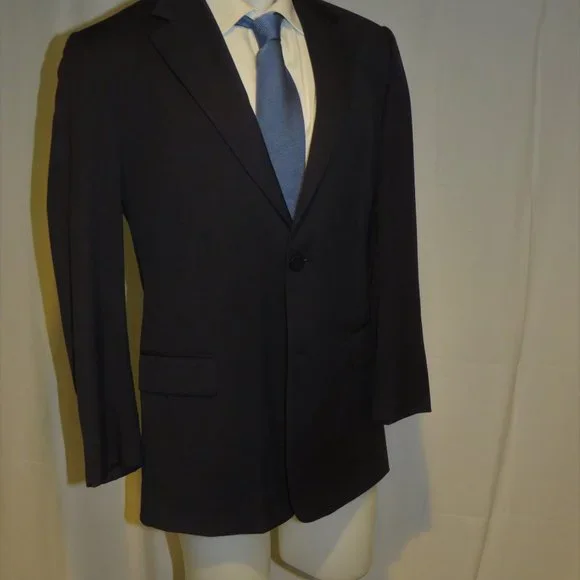 Versace Mainline x Castangia Recent Dark Blue Woven Two Button Suit Jacket 40L